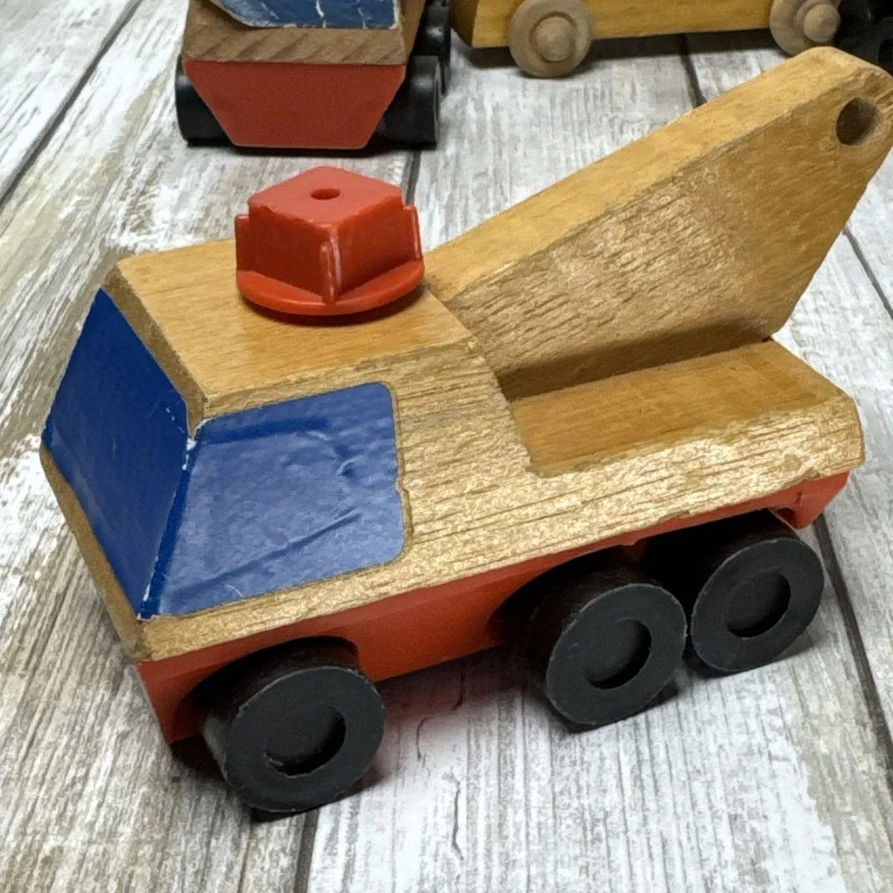 VTG 1971 & 1973 Mattel Putt Putt Wooden Toy Train Boat Trucks Vehicles Cars PreK